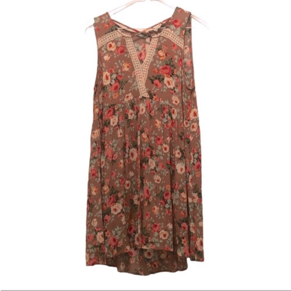 UMGEE Brown Keyhole SLEEVELESS FLORAL PRINT Dress Size SMALL